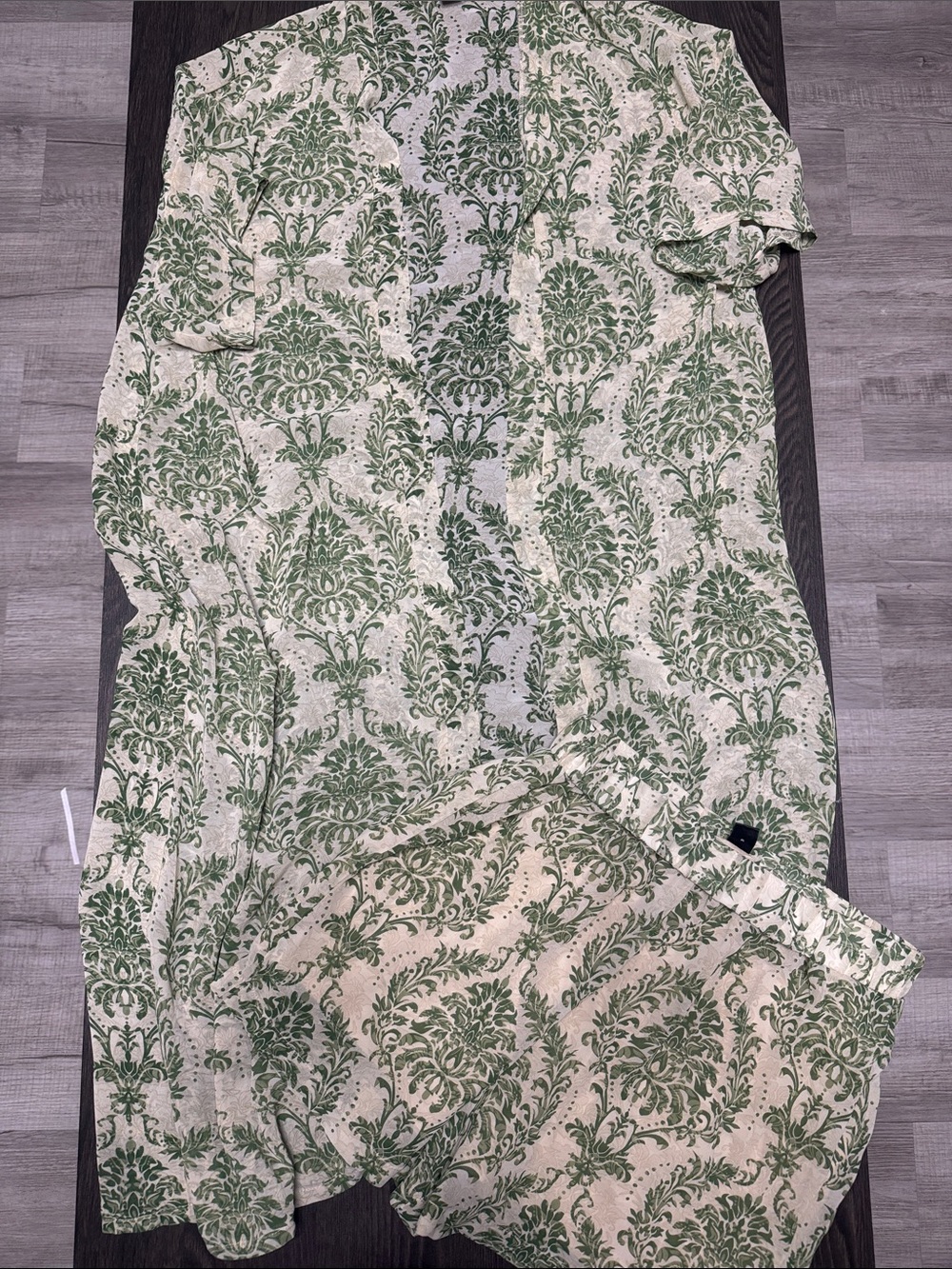 SHEIN Green and Cream Floral Damask Two-Piece Set